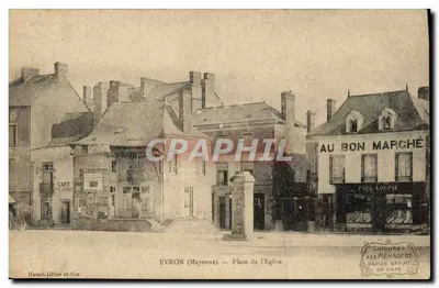 Evron (Mayenne) — Place de l'Église — Hamel-Jallier et Cie
