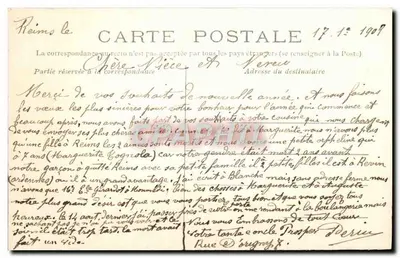 Reims — Widok panoramiczny z katedrą, rynkiem i fontannami — Wydawca M. Depoix, nr 4 — Rewers