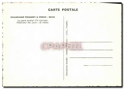 Escada das caves em Reims — Champagne Pommery & Greno — 116 degraus, 35 metros de profundidade — Verso