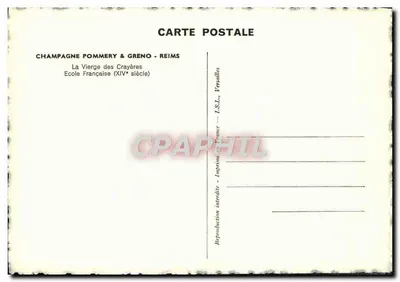 A Virgem das Crayères — Escola Francesa Século XIV — CHAMPAGNE POMMERY & GRENO - REIMS — Verso