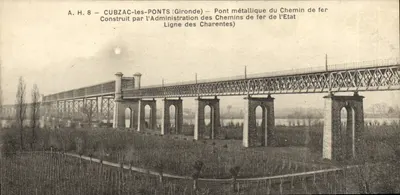 Cubzac-les-Ponts (Gironde) — Ponte metálico do Chemin de fer — Construído pela Administração dos Caminhos de Ferro do Estado — Linha das Charentes — A.H. 8