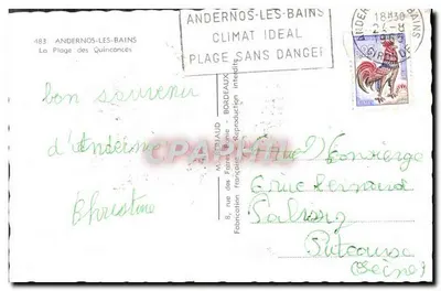 Modern kartpostal Andrenos Les Bains La Plage Des Quincances — Arka yüz