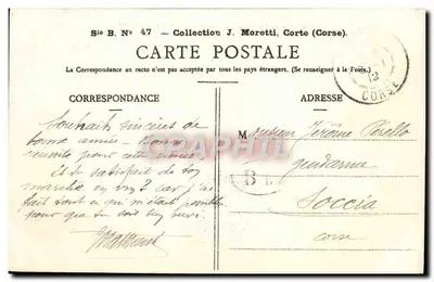 Ruínas de PAOMIA (Córsega), antiga colônia Grega — Campi la Jaurie, editor desconhecido, série B N° 47 — Verso