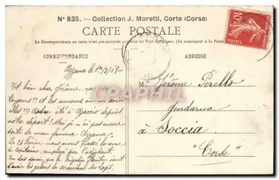 Ajaccio (Córse) - Estátua do 1º Consul — Coleção J. Moretti, Corte (Córse) — Verso
