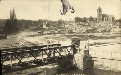Bilhete postal antigo Rethel devaste Militaria