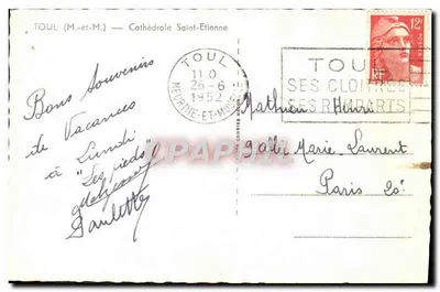 Catedral de São Etienne — Toul (Meurthe-et-Moselle) — editada por C. C. (C. C. Paris) — Verso