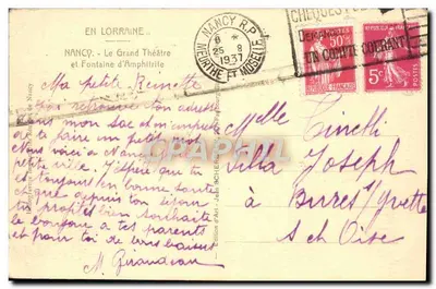 Nancy — Le Grand Théâtre et Fontaine d'Amphitrite — Édition d'Art Jean Scherf — Verso