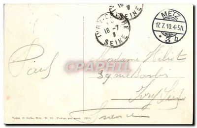 Estação central de Metz — Nova estação central — Verlag G. Scriba, Metz, n° 50 — Verso