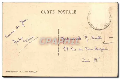 Lac des Maclus — vue lacustre en bordure de falaises — éditeur IMPR. BOURGEOIS, CHATON-SAGNE — Rewers