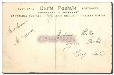 Loches — Pałac królewski i wieża Agnès-Sotel (XIII–XV w.), szczyt bramy Cordeliers, dawnego wejścia do murów (XV w.), kolegiata Saint-Outre (XV w.) — N.D. Fot. — Rewers