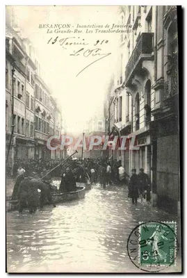 Besançon - Ocak 1910 Taşkınları - Büyük Caddesi. Taşımacılık
