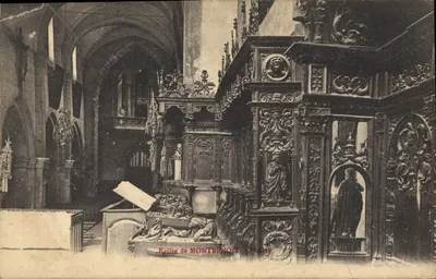 Igreja de Montbenoit — Interior com cátedra e órgão — Fr. Borel, fot. 4611, Paris