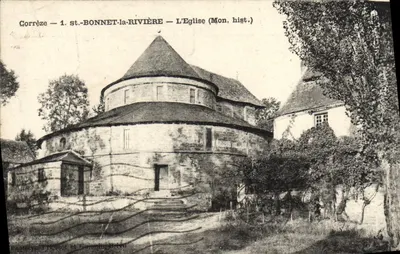 St-Bonnet-la-Rivière — A Igreja (Monumento histórico) — Fototipia Frossot e Cie, Corrèze
