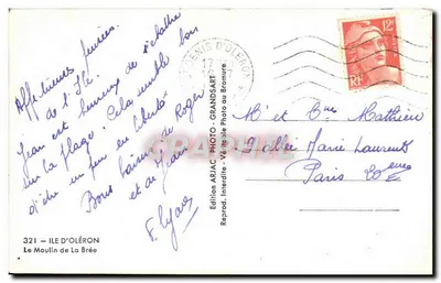 Moinho de La Brée — Ilha de Oléron — Edição Arijac — Verso
