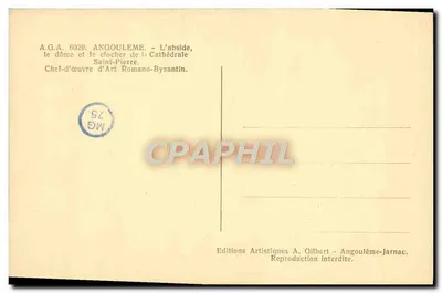 Angoulême — A abside e o campanário da Catedral de São Pedro — Edições Artísticas A. Gilbert — Verso
