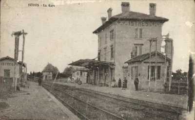 Bilhete postal antigo Istres A Estação