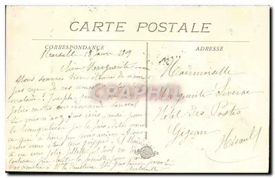 Marseille - La Canebière — widok ulicy z tramwajem i sklepami — wydawca nie widoczny — Rewers