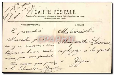 Marseille — Post and Telegraph Office — EL. — Back
