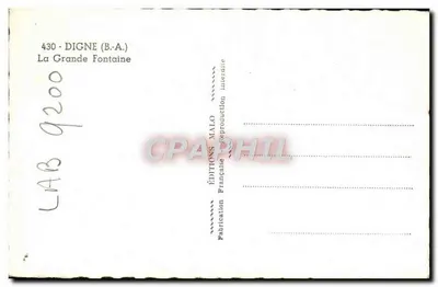 La Grande Fontaine — Digne (B.-A.) — Éditions Malo — Verso