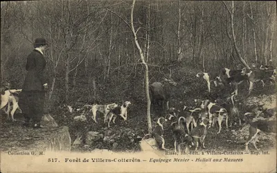 Forêt de Villers-Cotterêts — Equipage Menier — Hallali aux Mazures — Risse, lib.édit. à Villers-Cotterêts — Rep. int. — n° 517