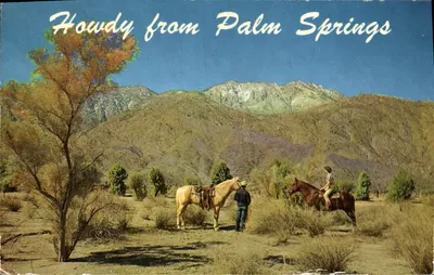 Palm Springs — cavalos e montanhas — Union Pacific Railroad Colorphoto