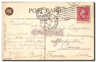 A California Winter Residence — maison en pierre et bois avec lierre violet, éditeur Newman Post Card Co, n° A B 31 — Rewers