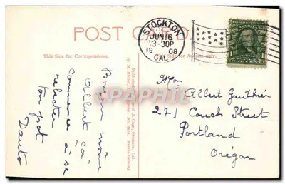 सैन जोआकिन काउंटी कोर्ट हाउस — स्टॉकटन, कैलिफोर्निया — M. J. Gepp द्वारा प्रकाशित, क्रमांक 4844 — पीछे