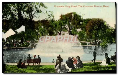 Fountain, Frog Pond, The Common, Boston, Mass. — éditeur Valentine & Sons, n° 213470