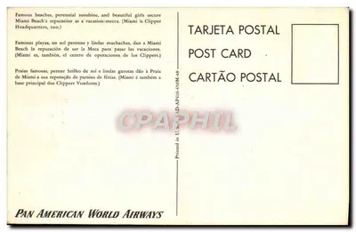 Miami Beach — praia e hotéis — Pan American World Airways — Verso