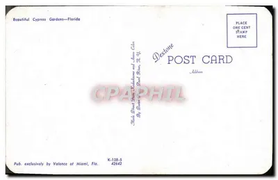 Bonitos Jardins de Cedro — Flórida — Dextone Post Card, n° K-128-5 — Verso