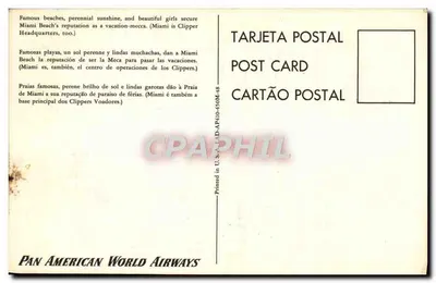 Miami Beach — spiaggia e hotel art déco — Pan American World Airways — Verso