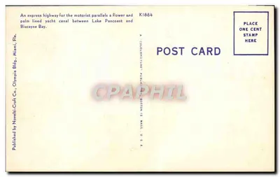 Dade Canal and Dade Boulevard, Miami Beach, Florida — Evans, n° 244 — Verso