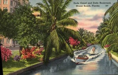 Dade Canal e Dade Boulevard — Miami Beach, Flórida — editor Eli Witt Cigar & Tobacco Co.