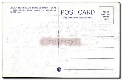 Organ Mountains, blisko El Paso, Teksas — C.T. American Art Co. n° 2200 — Rewers