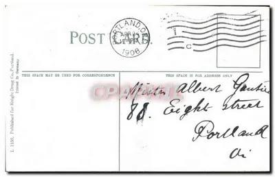 Edifício da Wells Fargo & Co., Portland, Ore — editor I. 1150, impresso na Alemanha — Verso