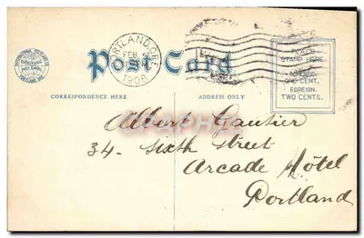 Transporte de Ovelhas no Rio Columbia — Portland, Oregon — International Postcard Co. — Verso