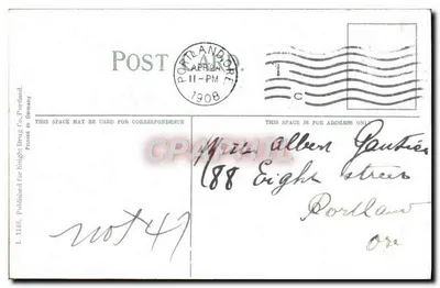 Edificio Forestale, Portland, OR — editore Knight Drug Co., n° 1148 — Verso