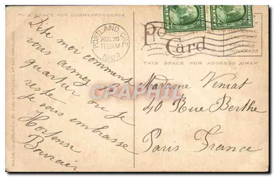Third Street, Portland, Oregon — vista urbana com trem — editor E. W. Mitchell & Co. n° 927 — Verso