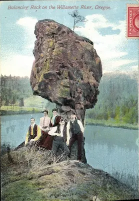 Balancing Rock no rio Willamette, Oregon — Publicado por Portland Post Card Co. — P1082