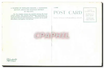 Portland Heights — residência acima do distrito comercial — editor Lithochuty, n°113 — Verso