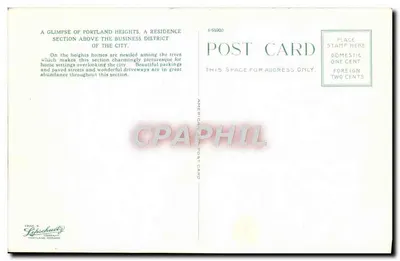 Portland Heights — Vista sul quartiere residenziale sopra il distretto commerciale di Portland, Oregon — American Post Card Company, n° 113 — Verso