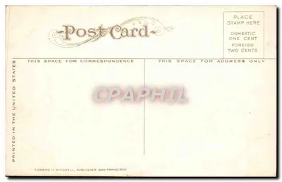 Mt. Jumbo, Missoula, Montana — widok góry z wsią i rzeką — seria 1134, wydawca Edward H. Mitchell, San Francisco — Rewers