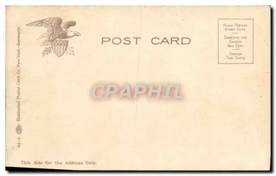 Public Square, Cleveland, O — vista panorâmica com bandeiras e monumento — Illustrated Postal Card Co. New York-Germany, n° 44-6 — Verso