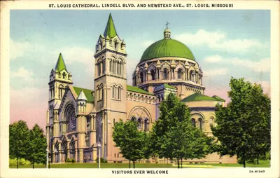Catedral de São Luís — Lindell Blvd. e Newstead Ave., St. Louis, Missouri — Art-Color-Tone, n° 2A-H1047