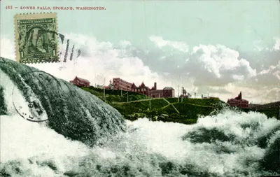 Lower Falls, Spokane, Washington — editor Edward H. Mitchell, San Francisco, n° de série 485
