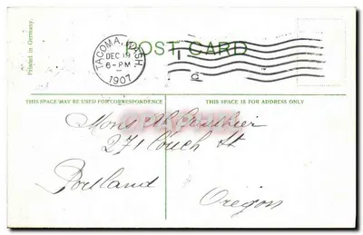 Edifício do tribunal de Tacoma, Washington — editor desconhecido, número de série não visível — Verso