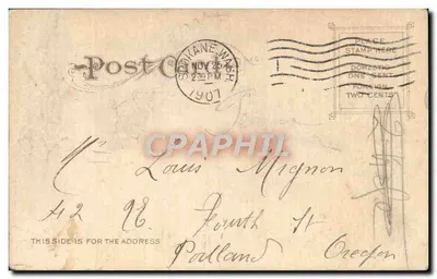 Spokane City Hall — bâtiment en brique rouge avec tourelles — éditeur WARD H. MITCHELL, PUBLISHER, SAN FRANCISCO, n° 481 — Verso