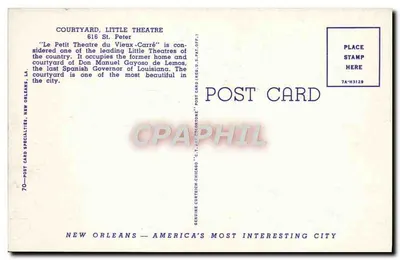 Cortijo, Pequeño Teatro — New Orleans, LA — Post Card Specialties, Chicago — Reverso