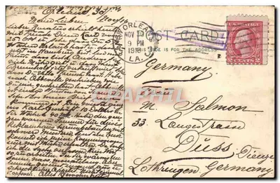 Canal Street, New Orleans, LA — lebendige Ansicht mit Straßenbahnen und Geschäften — unbekannter Verleger, Seriennummer 112 — Rückseite
