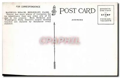 Praia de Banho, Berkeley Park, Denver, Colo — Carte postale n°4187 — Verso